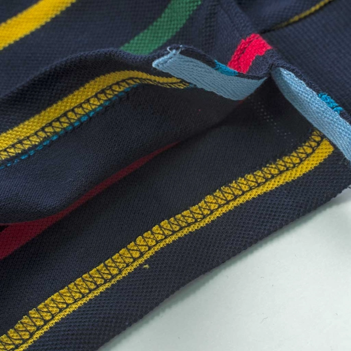 Παιδική μπλούζα polo New College για αγόρια Rainbow Stripes μπλε βόλτα πόλο ανοιξιάτικη φθινοπωρινή ανοιξιάτικη ετών casual polo online (3)