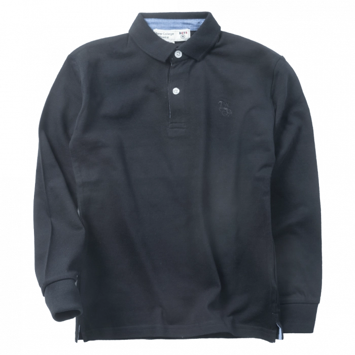 Παιδική μπλούζα polo New College για αγόρια Black Horse μαύρο πόλο ανοιξιάτικη φθινοπωρινή άνετη ετών βόλτα polo casual online (1)