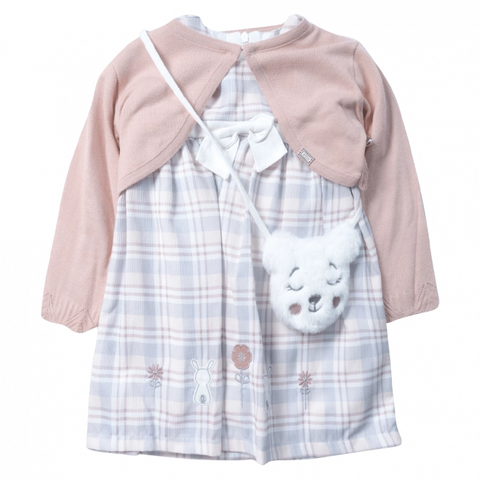 Βρεφικό φόρεμα Εβίτα για κορίτσια Rabbits σομόν εντυπωσιακά μηνών χειμερινά επώνυμα online  (1)