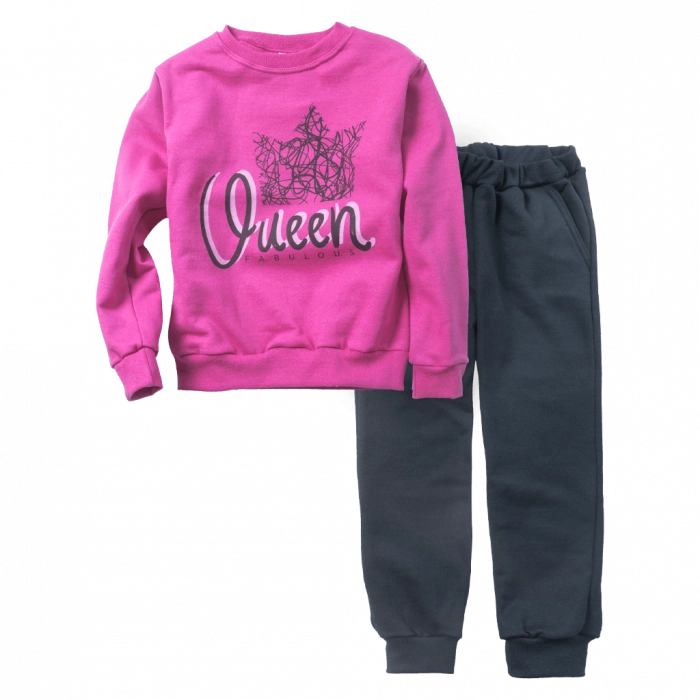 Παιδικό σετ φόρμας Online για κορίτσια Queen Fabulous φούξια άνετο σχολείο μοντέρνο καθημερινό ετών online (1)