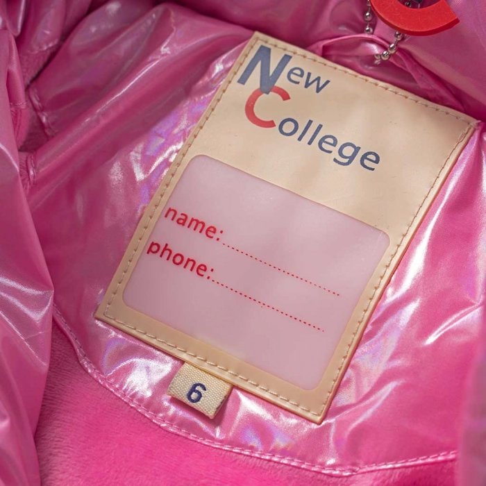 Παιδικό μπουφάν New College για κορίτσια Rown ροζ καθημερινά ετών επώνυμα χειμερινά online