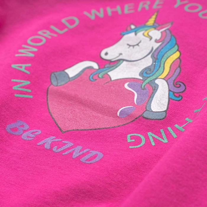 Παιδική μπλούζα AKO για κορίτσια Be Kind φούξια καθημερνή λεπτή ανοιξιάτικη φθινοπωρινή μονόκερος οικονομική ετών online (2)