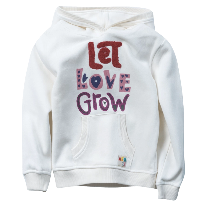 Παιδική μπλούζα ΑΚΟ για κορίτσια Let Love άσπρο μοντέρνο κοριτσίκο φούτερ  με κουκούλα ελληνικά ετών Online (4)