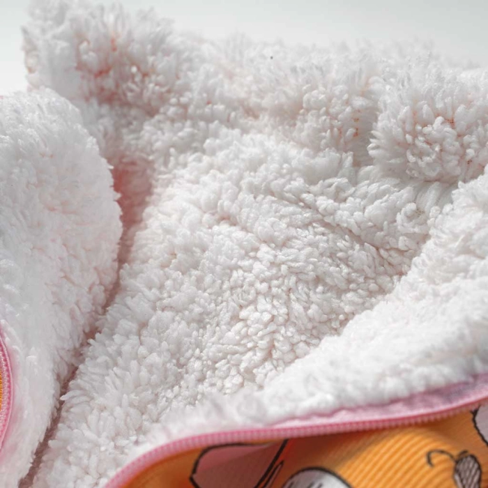 Βρεφικό φορμάκι εξόδου Online για κορίτσια Kittie πορτοκαλί μοντέρνο πολύ ζεστό με γούνα μέσα για βόλτες  μηνών online  (1)