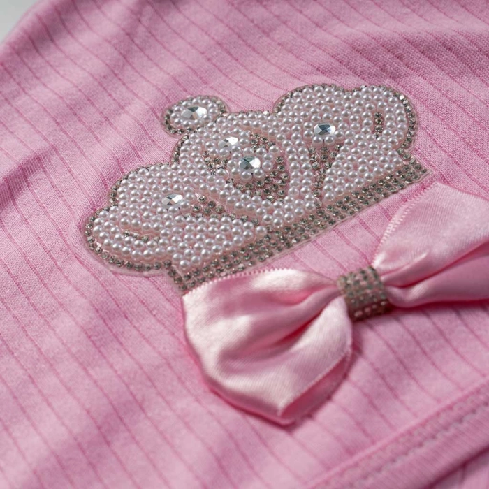 Βρεφική κουβέρτα Online για κορίτσια PinkPrincessOn ροζ 80x80 πριγκιπικά με κορώνα πικέ βελόυδινη απαλή μηνών online (4)