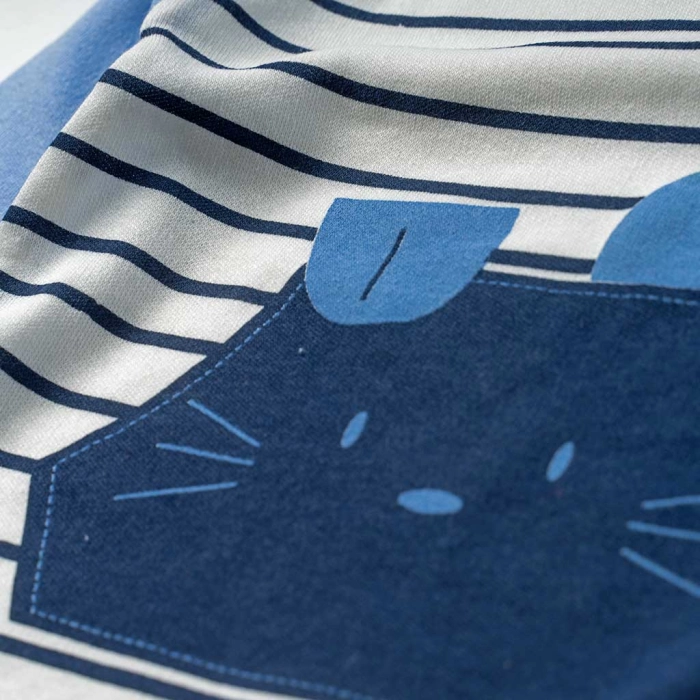 Βρεφικό φορμάκι  Online για αγόρια Cat γαλάζιο καθημερινό αγορίστικο για βόλτες με σκουφάκι  μηνών online  (4)