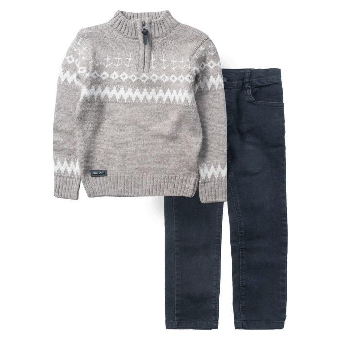 Παιδικό σετ Online για αγόρια TRG μπλε βόλτα γιορτές χειμωνιάτικο πλεκτό πουλόβερ άνετο ζεστό ετών casual online (1)