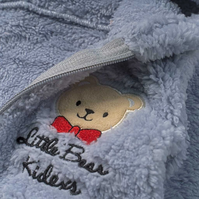 Βρεφικό φορμάκι εξόδου Online για αγόρια Βear σιέλ ζεστό γούνινο χειμωνιάτικο μηνών online (2)