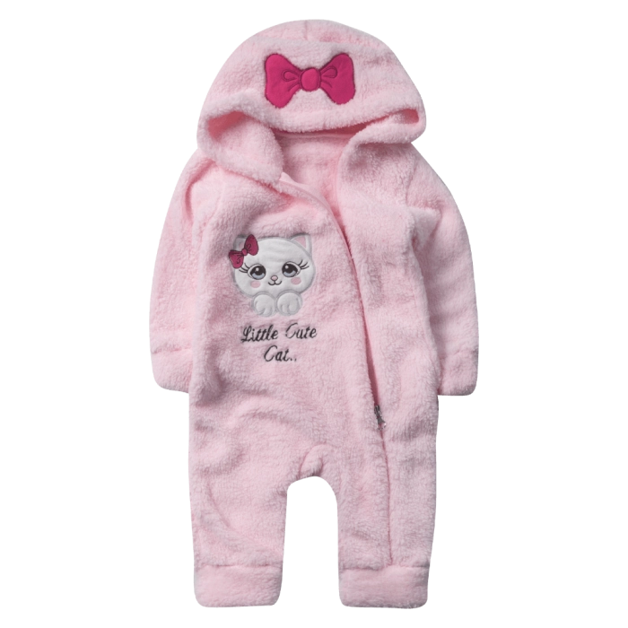 Βρεφικό φορμάκι εξόδου Online για κορίτσια  Little cutie ροζ  ζεστό γούνινο χειμωνιάτικο μηνών online (3)