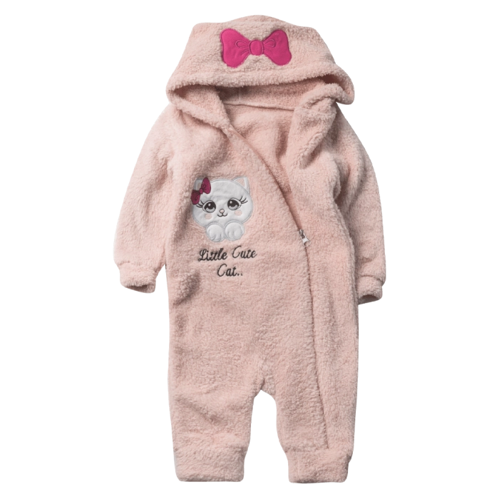 Βρεφικό φορμάκι εξόδου Online για κορίτσια  Little cutie πούδρας  ζεστό γούνινο χειμωνιάτικο μηνών online (3)