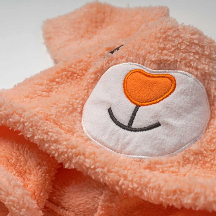Βρεφικό φορμάκι εξόδου Online για κορίτσια  Little carrot σομόν ζεστό γούνινο χειμωνιάτικο μηνών online (8)