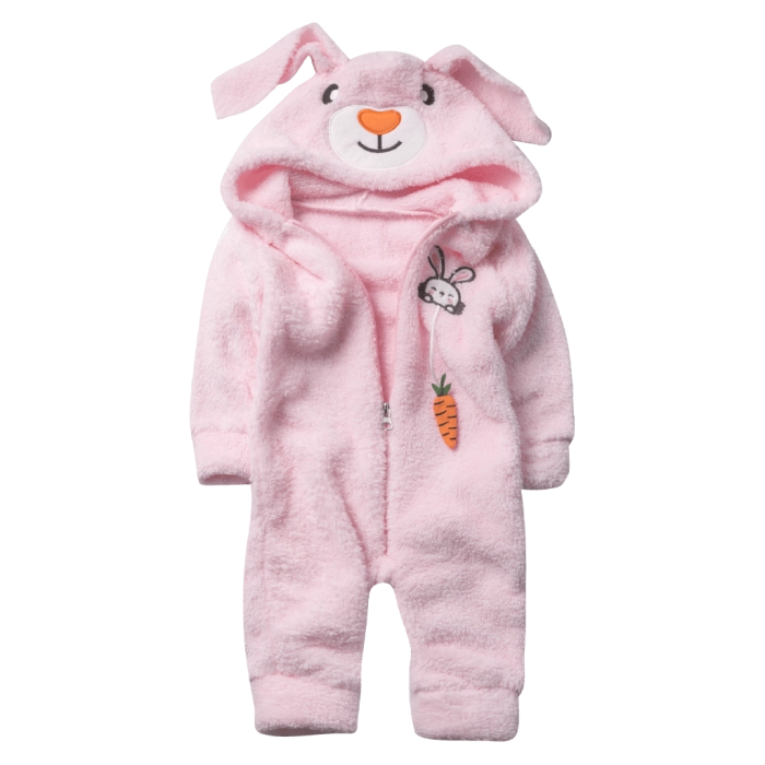 Βρεφικό φορμάκι εξόδου Online για κορίτσια  Little carrot ροζ ζεστό γούνινο χειμωνιάτικο μηνών online (7)
