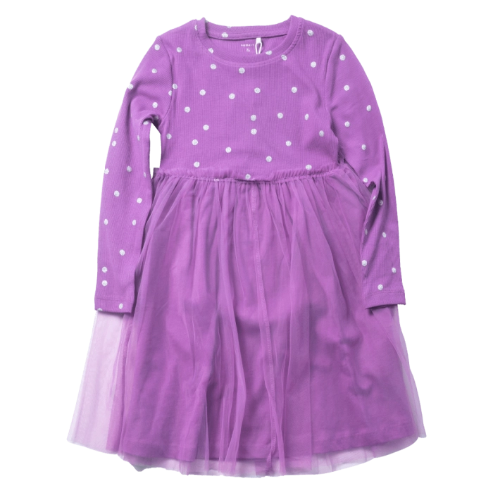 Παιδικό φόρεμα Name it για κορίτσια VioletGlitter βιολετί μοντέρνο casual επώνυμα με τούλι ετών online (4)