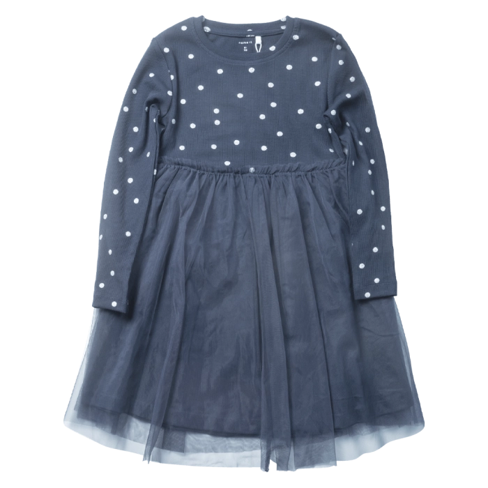 Παιδικό φόρεμα Name it για κορίτσια DarkblueGlitter μπλε μοντέρνο casual επώνυμα με τούλι ετών online (5)