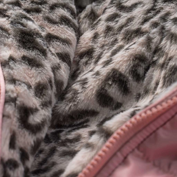 Παιδικό μπουφάν Εβίτα για κορίτσια  DoubleLeop ροζ ζεστό γούνινο κοριτσίστικο καθημερινό οικονομικά ετών online (2)