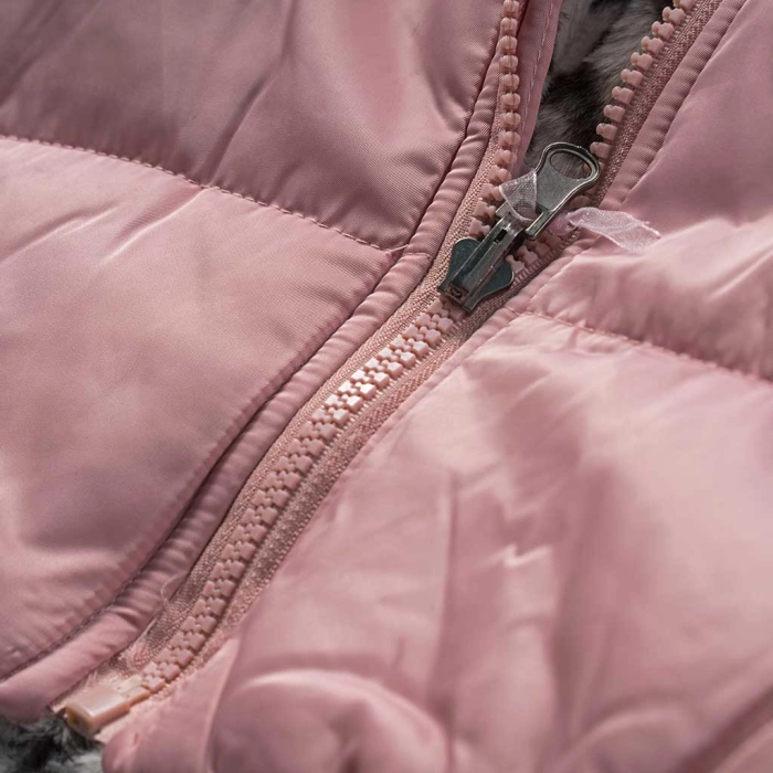 Παιδικό μπουφάν Εβίτα για κορίτσια  DoubleLeop ροζ ζεστό γούνινο κοριτσίστικο καθημερινό οικονομικά ετών online (3)