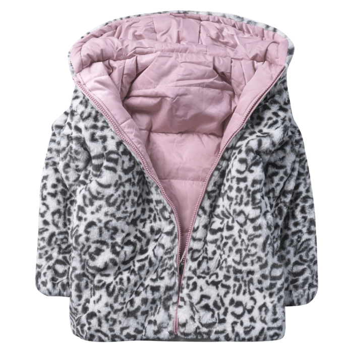 Παιδικό μπουφάν Εβίτα για κορίτσια  DoubleLeop ροζ ζεστό γούνινο κοριτσίστικο καθημερινό οικονομικά ετών online (2)