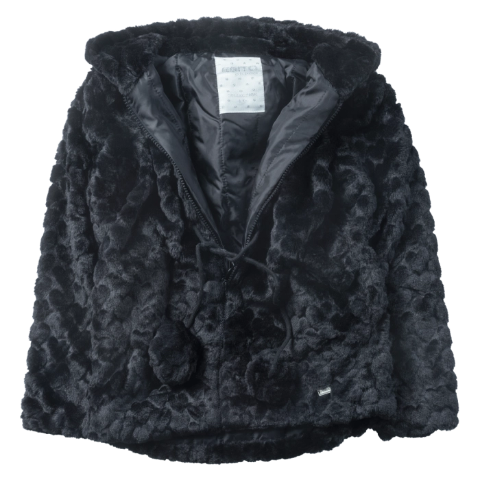 Παιδικό μπουφάν ΕΒΙΤΑ για κορίτσια Argo μαύρο γούνα ζεστό χειμωνιάτικο άνετο βόλτα ετών casual online (1)