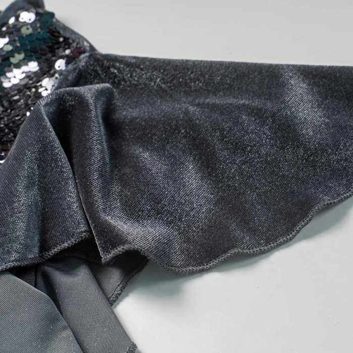 Παιδικό φόρεμα ΕΒΙΤΑ για κορίτσια Loub ανθρακί χειμωνιάτικο βελούδινο παγιέτα γιορτές οικονομικό ετών online casual (1)