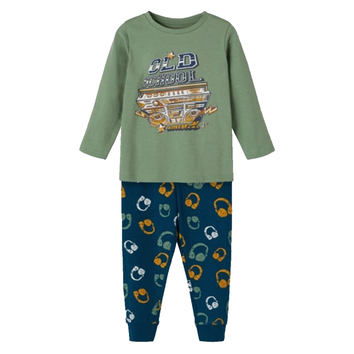 Παιδική πιτζάμα Name it για αγόρια Old school λαδί πιτζάμες χειμερινές βαμβακερές ετών