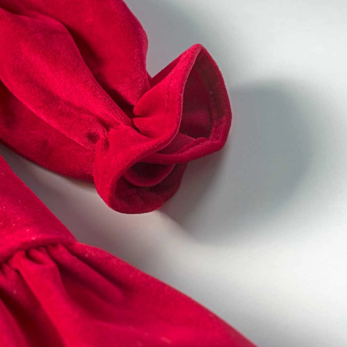 Βρεφικό φόρεμα Εβίτα για κορίτσια OnlyRed κόκκινο βελούδινο μοντέρνα οικονομικά ελληνικά μηνών online (4)