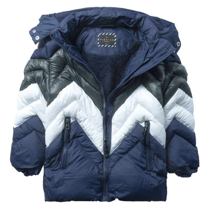 Παιδικό μπουφάν για αγόρια Hashtag snow μπλε χειμερινά  με γούνα ζεστά αγορίστικα μοντέρνα ετών (1)