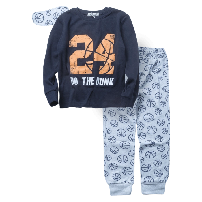 Παιδική πιτζάμα Hashatag για αγόρια 24 dunk μπλε χειμερινές πιτζάμες αγορίστικες βαμβακερές ετών online