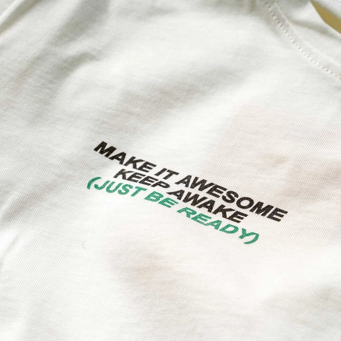 Παιδική μπλούζα Ηashtag για αγόρια Awesome άσπρο ελληνικές λεπτές μπλούζες για το σχολείο ετών online (2)