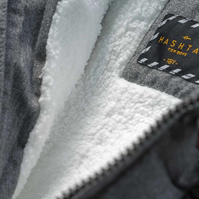 Παιδικό μπουφάν parka Hashtag για αγόρια winter cool ανθρακί χειμερινά μπουφάν με γούνα κουκούλα ετών (3)