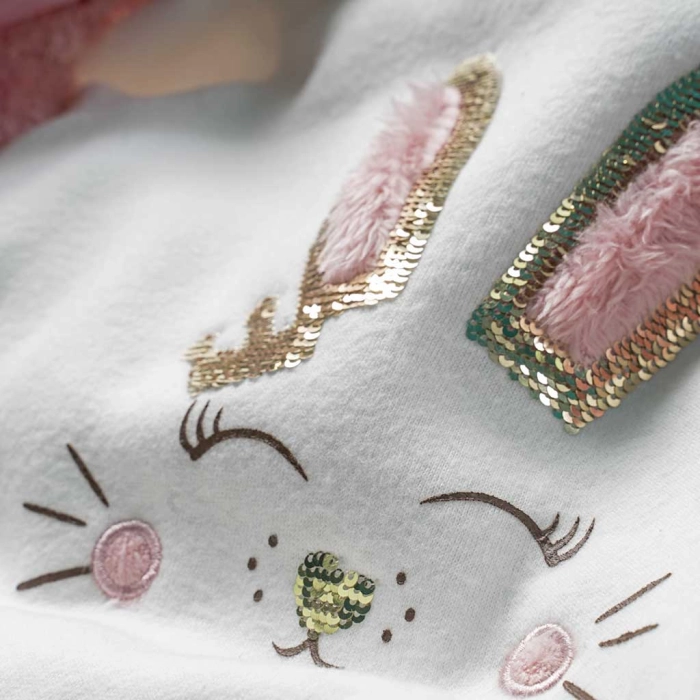 Βρεφικό σετ New College για κορίτσια happy bunny ροζ σετάκια με γουνάκι ζουζουνιάρικα για μωρά online (3)