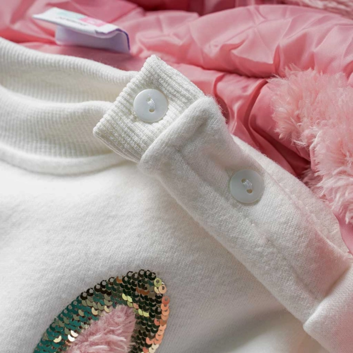 Βρεφικό σετ New College για κορίτσια happy bunny ροζ σετάκια με γουνάκι ζουζουνιάρικα για μωρά online (4)