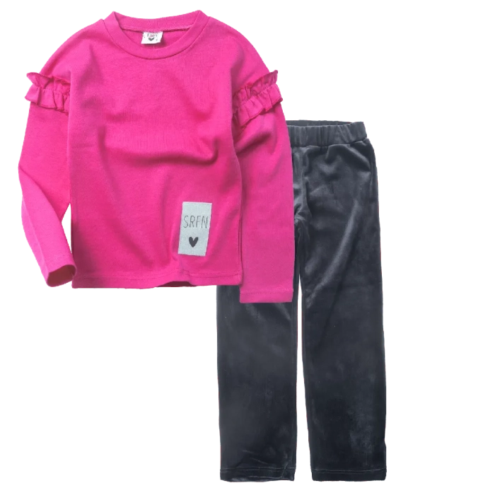 Παιδική μπλούζα Serafino για κορίτσια Carnation φούξια online καθημερινή άνετη φθινοπωρινή ανοιξιάτικη βόλτα ετών (1) | Παιδικό παντελόνι Serafino για κορίτσια Daffodil μαύρο βελούδινο χειμωνιάτικο άνετο ζεστό καθημερινό βόλτα  ετών online (1) 