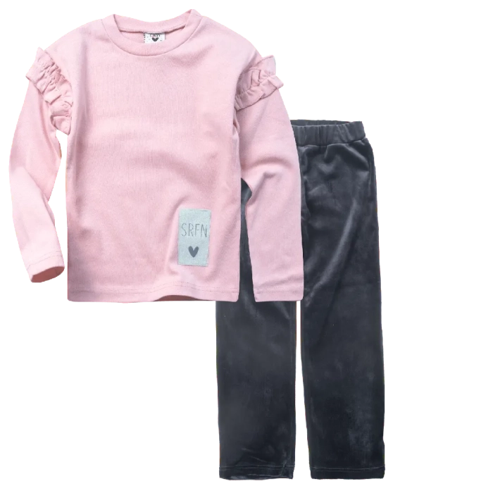 Παιδική μπλούζα Serafino για κορίτσια Carnation ροζ καθημερινή σχολείο φθινοπωρινή άνετη βόλτα ετών online ανοιξιάτικη (1) | Παιδικό παντελόνι Serafino για κορίτσια Daffodil μαύρο βελούδινο χειμωνιάτικο άνετο ζεστό καθημερινό βόλτα  ετών online (1) 