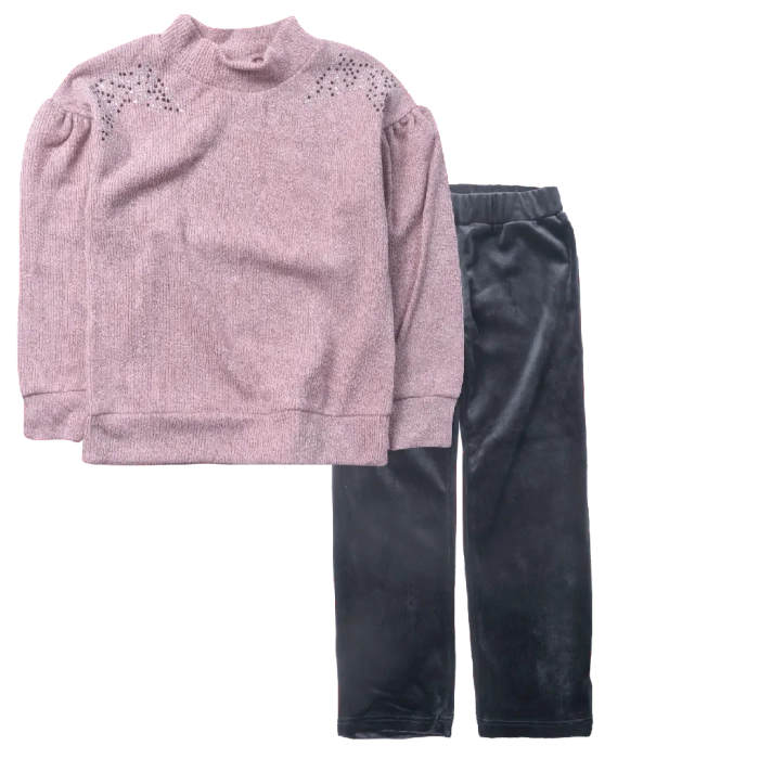 Παιδική μπλούζα Serafino για κορίτσια Royal ροζ πλεκτή χειμωνιάτικη ζεστή άνετη βόλτα ετών online (1) | Παιδικό παντελόνι Serafino για κορίτσια Daffodil μαύρο βελούδινο χειμωνιάτικο άνετο ζεστό καθημερινό βόλτα  ετών online (1) 