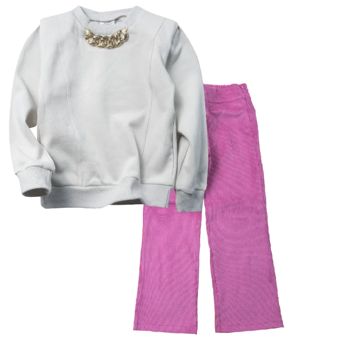 Παιδική μπλούζα Serafino για κορίτσια Agatha μπεζ online άνετη χειμωνιάτικη σχολείο καθημερινή βόλτα ζεστή ετών  (1) | Παιδικό παντελόνι Serafino για κορίτσια Rose φούξια κοτλέ χειμωνιάτικο άνετο ζεστό βόλτα καμπάνα ετών online (1) 