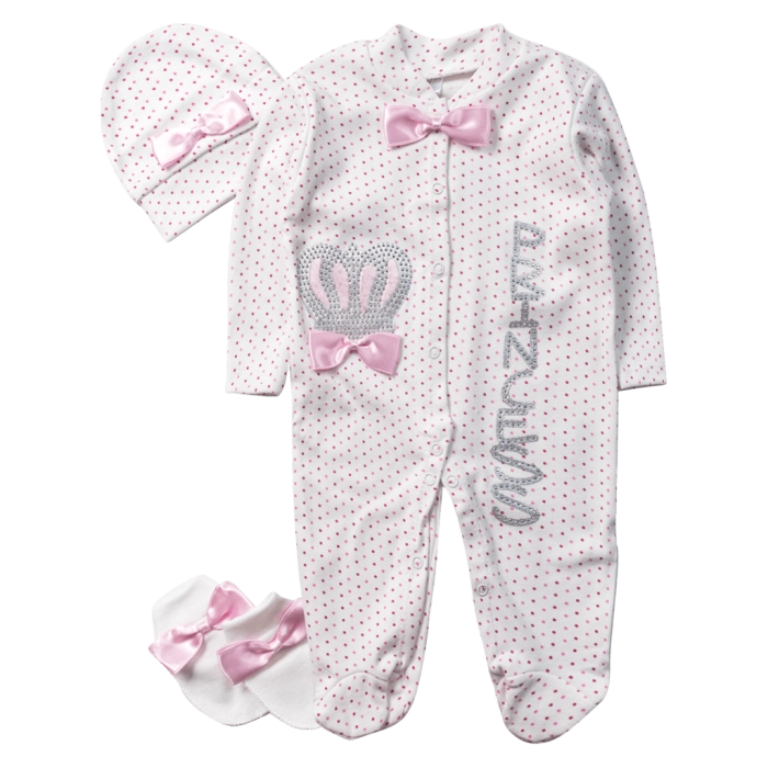 Βρεφικό φορμάκι για κορίτσια little princess ροζ κορμάκια με στρασάκια εντυπωσιακά δώρα για νεογέννητα μωρά