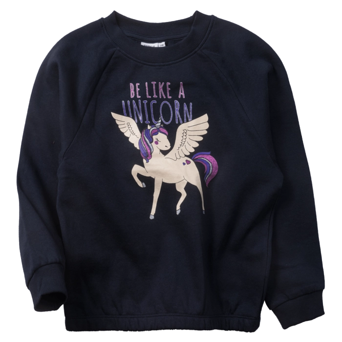 Παιδική μπλούζα Name ti για κορίτσια be like unicorn μπλε  φούτερ μπλούζες μοντέρνες ετών online