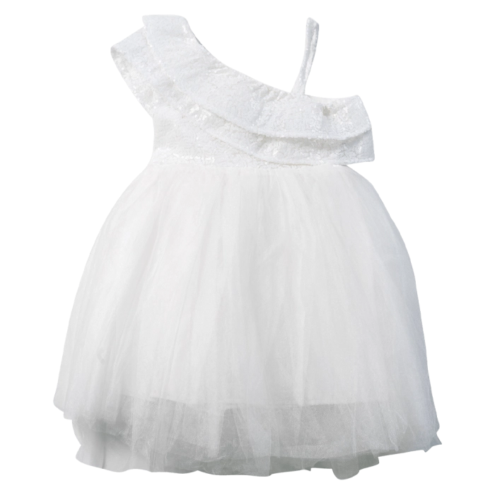 Παιδικό αμπιγέ φόρεμα για κορίτσια SnowWhiteGirl άσπρο για παρανυφάκια για γάμους πριγκιπικά ρομαντικά ετών online (1)