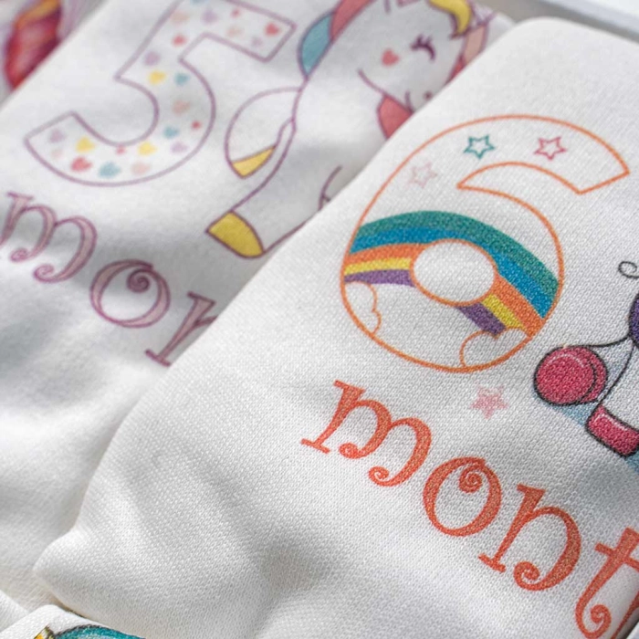 Βρεφικά ζιπουνάκια για μωρά UnicornMonts 12 μήνες άσπρο σετ δώρου για νεογεννητο για φωτογραφήσεις μήνες  (3)
