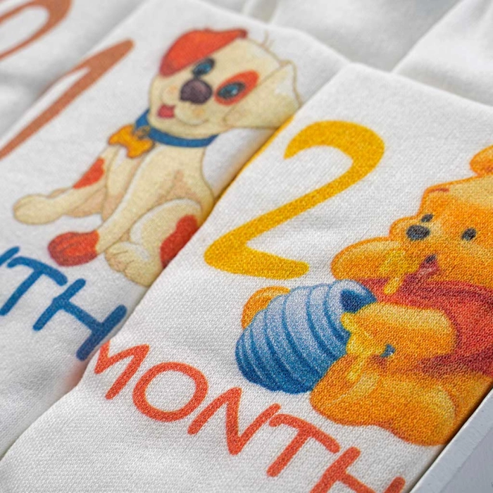 Βρεφικά ζιπουνάκια για μωρά Zoo 12 μήνες άσπρο σετ δώρου για νεογεννητο για φωτογραφήσεις μήνες  (7)