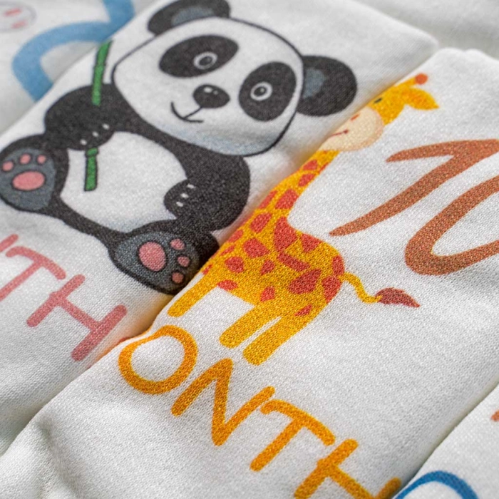 Βρεφικά ζιπουνάκια για μωρά Zoo 12 μήνες άσπρο σετ δώρου για νεογεννητο για φωτογραφήσεις μήνες  (8)