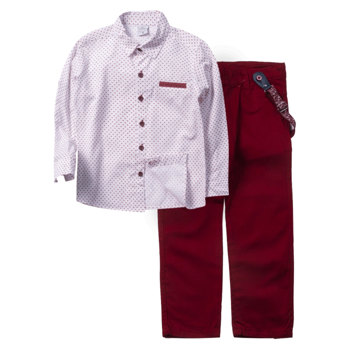 Παιδικό σετ με πουκάμισο για αγόρια Atlantis μπορντό αμπιγέ σετάκια για εκκλησία φτηνά οικονομικά προσφορά ετών