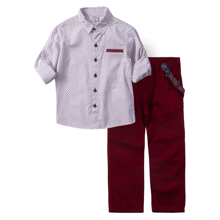 Παιδικό σετ με πουκάμισο για αγόρια Atlantis μπορντό αμπιγέ σετάκια για εκκλησία φτηνά οικονομικά προσφορά ετών2