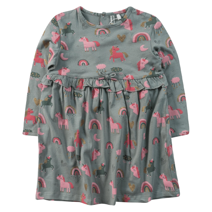 Βρεφικό φόρεμα Losan για κορίτσια Rainbow unicorn  πράσινο καθημερινό χαριτωμένο επώνυμο online (1)