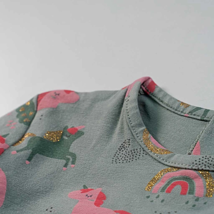 Βρεφικό φόρεμα Losan για κορίτσια Rainbow unicorn  πράσινο καθημερινό χαριτωμένο επώνυμο online (2)