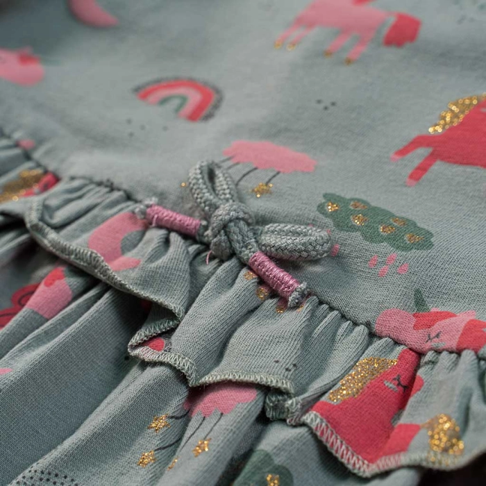 Βρεφικό φόρεμα Losan για κορίτσια Rainbow unicorn  πράσινο καθημερινό χαριτωμένο επώνυμο online (3)