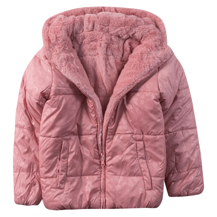 Παιδικό μπουφάν doubleface Losan για κορίτσια pinky furry ρόζ χοντρά μπουφανάκια χειμερινά ζεστά ετών