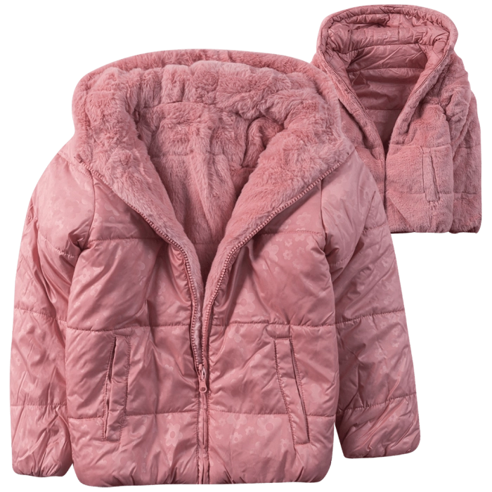 Παιδικό μπουφάν doubleface Losan για κορίτσια pinky furry ρόζ χοντρά μπουφανάκια χειμερινά ετών ζεστά ετών