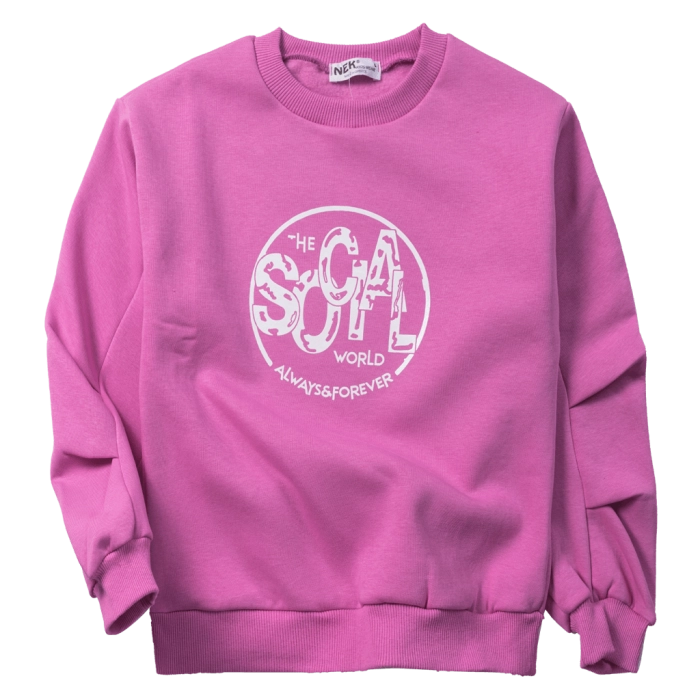 Παιδική μπλούζα ΝΕΚ για κορίτσια social ροζ ζεστό φούτερ για το σχολείο ετών 0nline (4)