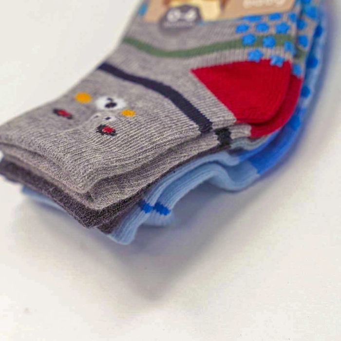 3 βρεφικές κάλτσες για αγόρια Little Boy αγορίστικα καλτσάκια με τατουσάκια αντιολισθιτικά μηνών online (1)